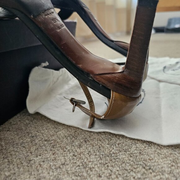 Prada VINTAGE Ankle Strap Heels Sandals Color Giunco Size EU 35.5 - Picture 6 of 16